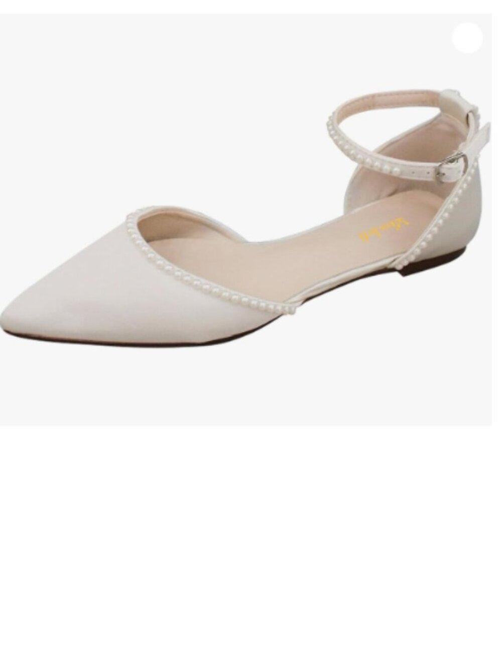 miss left Ivory Lovely Pearls Pointed Toe Flats Ankle Strap Comfortable Sandals